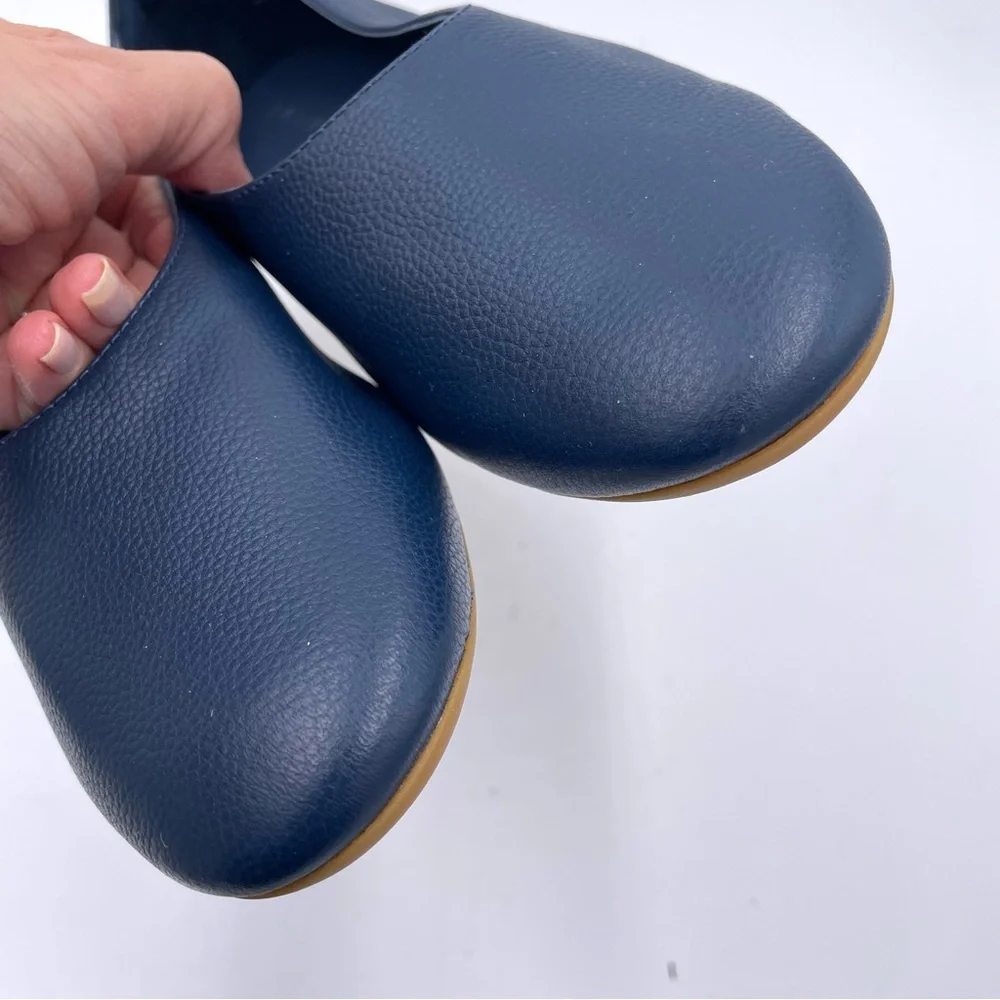 Everlane Navy Leather Ballet Flats